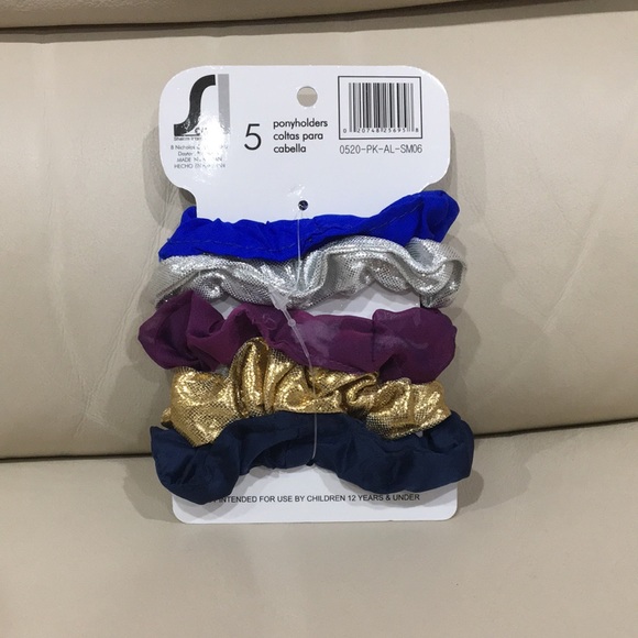 NEW Set of 5 Hair Elastics Ties Scrunchies - Picture 3 of 3